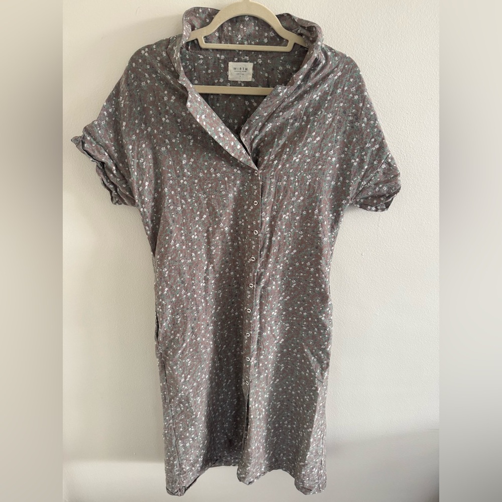 Mirth Mocha Floral Women’s Button Up Dress